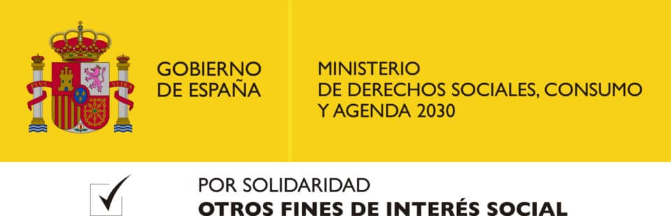Logotipo del Gobierno de España y del Ministerio de Derechos Sociales, Consumo y Agenda 2030 para la convocatoria “Otros fines de interés social”.